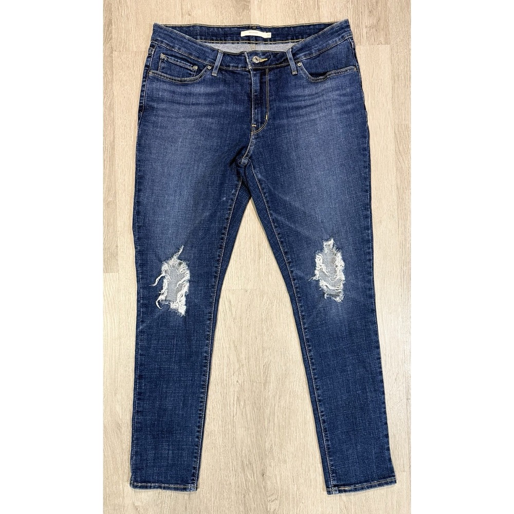 Levi's 711 Skinny Jeans Women's Size 32 Medium Wash Distressed Mid Rise Casual